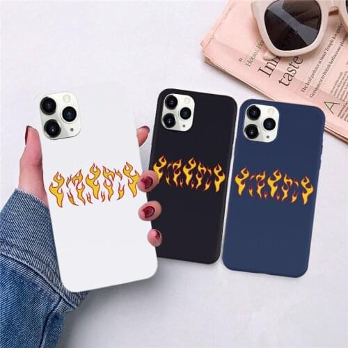JAMULAR Flame Fire Fashion Case for iPhone X XR XS 11 Pro MAX 7 8 6 6S Plus 9 SE2020 Soft Shell Silicone Matte Phone Back Cover