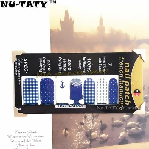 Nu-TATY 30 style Nail Wraps Stickers, Navy Marine Designs Waterproof Nail Decal Gel Polish French Manicure Patch Makeup Tools
