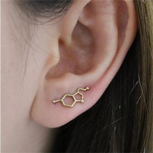 New European and American Style Chemical Molecular Ear Clips for Man Woman Jewelry Gift Clip Earrings Men Round Shape Trendy
