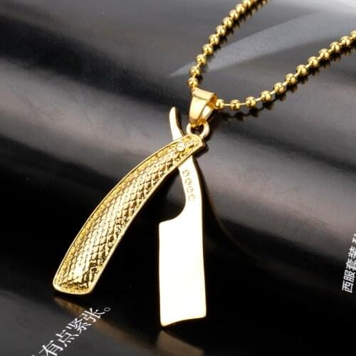 2Colors Barber Tools Theme Razor Pendant Necklace Unique Deco Hairdresser Pendant Jewelry Gifts