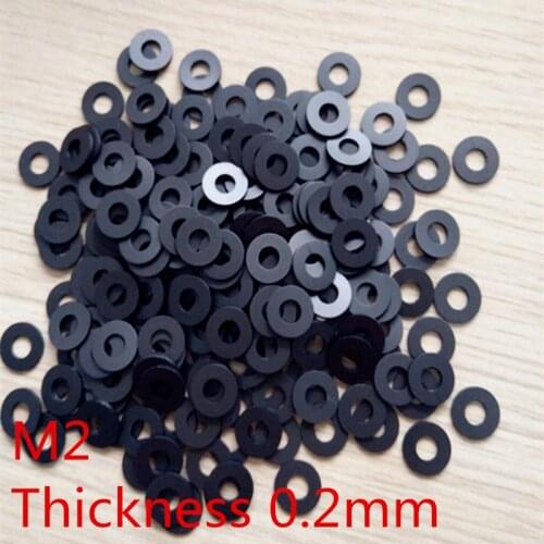 100pcs M2 Thickness 0 .2 mm High Precision Black Color Polyslider Graphite Nylon Flat Washer