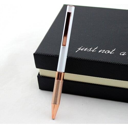 Luxury Metal Rollerball Pen, Fresh Fashion Style Fine Point 0.7mm White rose gold Office Home School, Men and Women