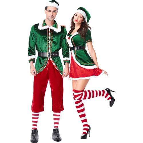 Christmas clothes Adult men women Cosplay performance costume long sleeve Trousers Couple Costumes Santa Claus Festivals Party