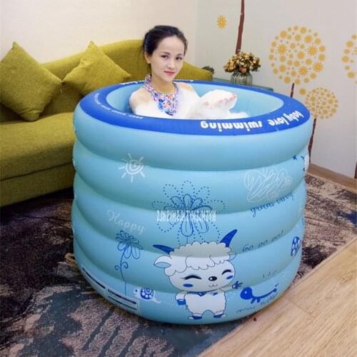 Adult Thick Folding PVC Inflatable Bathtub Household Portable Soaking Bath Barrel Heat Preservation Childrens Swimming Pool