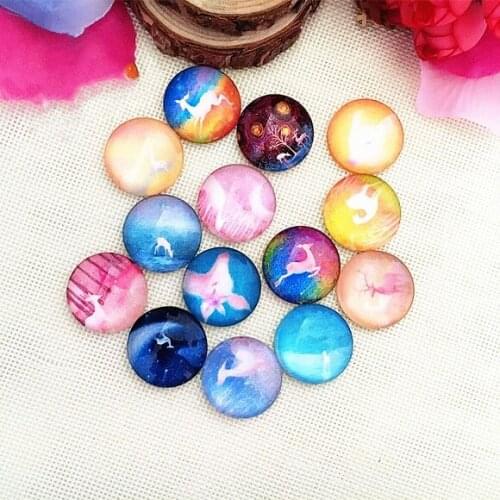 50PCS Mixed Color Deer Pattern Glass Button Snap Jewelry Charm Fit For 18mm Snap Jewelry Button Bracelet&Necklace Jewelry
