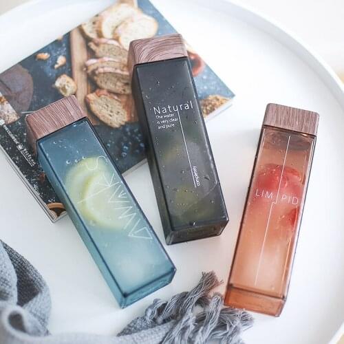 Drink Fruit Infuser Water Bottle 450ml Square Transparent Heat Resistant Outdoor Camping Sport Drink Bottle Free BPA Plastic