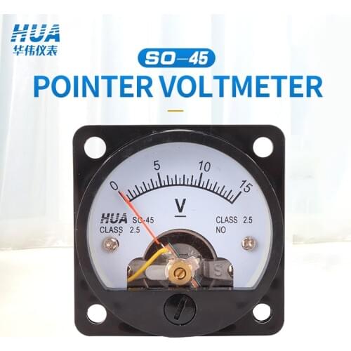 SO-45 DC Anlog Voltmeter 1V2V3V5V10V15V20V30V40V50V100V150V200V250V300V400V450V500V voltage panel meter