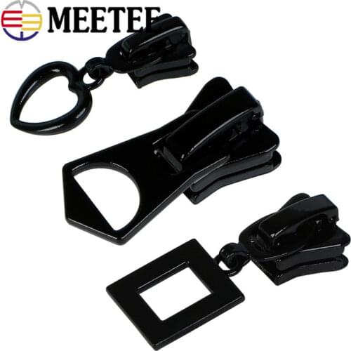Meetee 5pcs 3# 5# 8# 10# 15# 20# Zipper Silder for Resin Zip Down Jacket Tent Zippers Head Puller DIY Clothing Repair Accessory