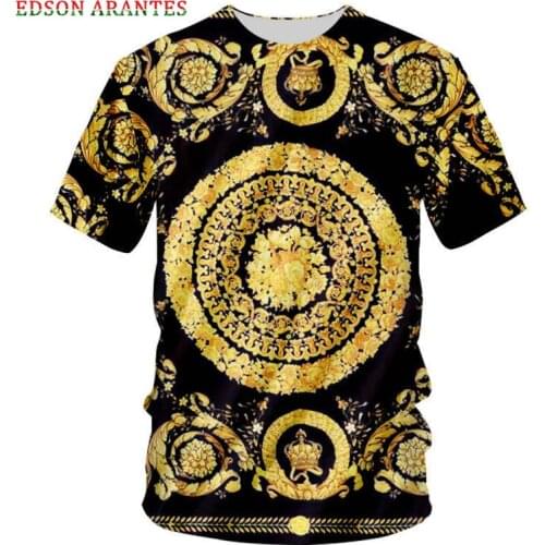Plus Size S-7XL Palace Baroque Crown Floral T shirt Men Women Retro 3d Royal Flower Print Casual T-shirts Unisex Summer Tops Tee