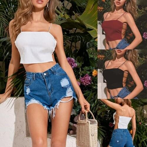 Womens Fashion Sexy Solid Color Suspender Wrap Chest Bottoming Shirt