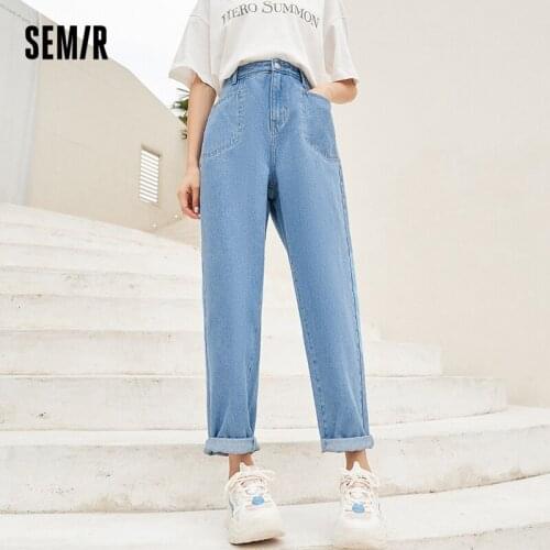 SEMIR Three-Proof Jeans Women Autumn 2021 New High-Waist Tapered Pants Girls Loose Straight Pants High Street