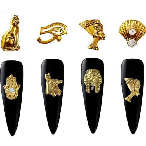 20PCS Beauty Egyptian Style Gold Nail Charms 3D Metal Nail Art Decoration Accessories Supplies Tool