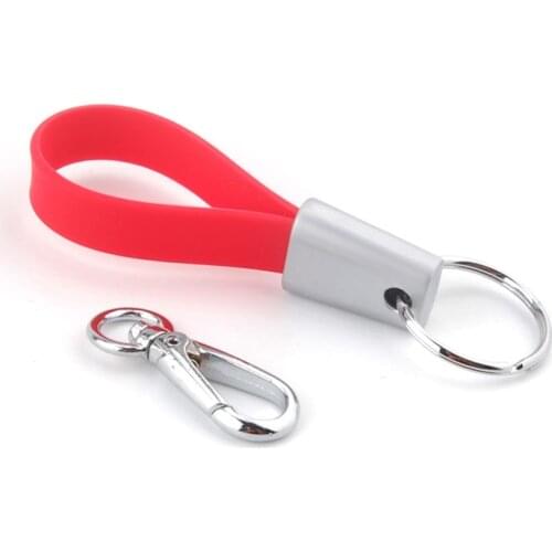 1Pc Hot Sale Red Aluminium+Silicone Keyring Key Chain Fob Ring Keychain Decoration For Focus Keys car styling car accessaries