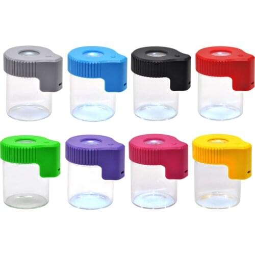 1Pieces Glass Light-Up LED Air Tight Storage Magnifying Jar Delicate Container Vacuum Seal Tobacco Storage Tool Accessories