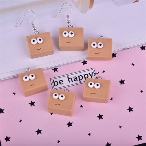 10pcs 20x17mm Cute Cartoon 3D Bread Charms Pendant for Diy Earring Keychain Jewelry Making