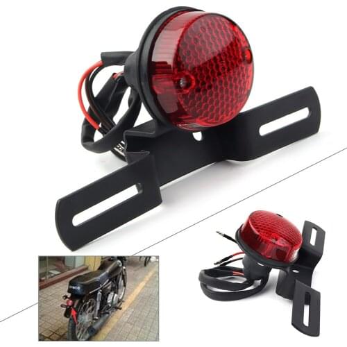 12V Round Red Universal LED Motorcycle Brake Rear Tail Light for Bobber Chopper Cafe Racer ATVS