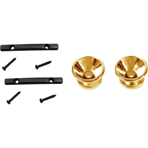 2 Pcs Electric Guitar Strap Button Screw Lock Pins Pegs Pads with 2 Pcs Guitar String Retainer Bar for Strat Tele