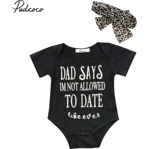 2017 pudcoco Infant Newborn Toddler 2PCS Kids Baby Girls Casual Bodysuit Kids Adorable Jumpsuit Leopard Headband Outfits Clothes