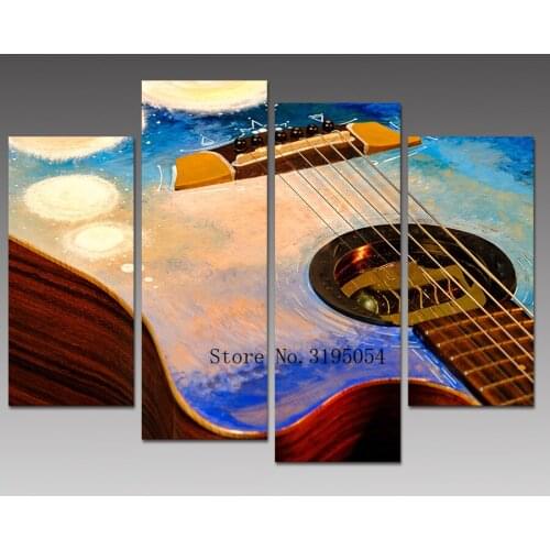 Kufwkey 5D DIY Diamond Painting 3d Cross Stitch kits Guitar Home Decor Full photo of Rhinestone Mosaic Diamond Embroidery 4pcs