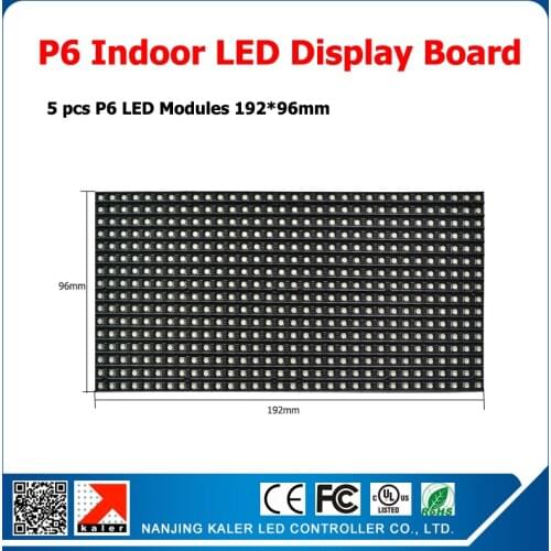 5pcs P6 Indoor led display modules running text LED sign display board full color led sign board 96*960mm
