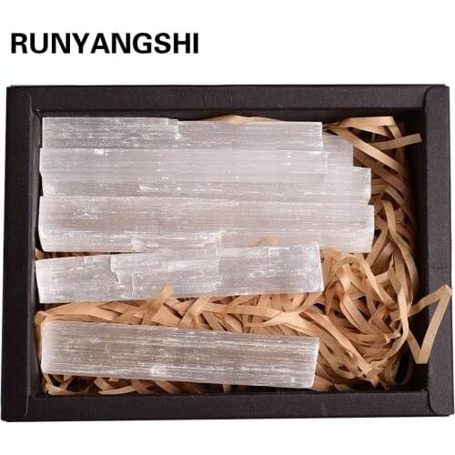 7pc/box Natural White Selenite Gypsum Sticks Irregular Reiki Mineral Specimen Healing Crystal Wand Jewelry Pendant Making Stone