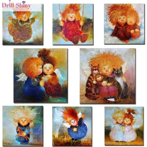 5D DIY Diamond Painting Cartoon Angel Baby and Girls Crystal Mosaic Square Embroidery Religion Full Cross Stitch Needlework