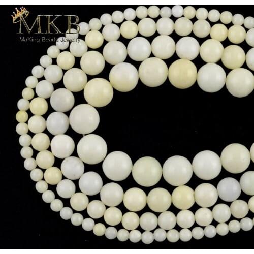 Natural Stone Ivory Jades Round Loose Beads For Jewelry Making 4mm-12mm Spacer Beads DIY Handmade Bracelet Necklace Jewellery15"