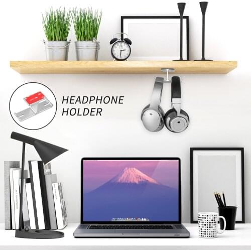 Headset Holder with Aluminum Adhesive Under Desk Headphone Stand for All Headphones all aluminum alloy multifunctional hook