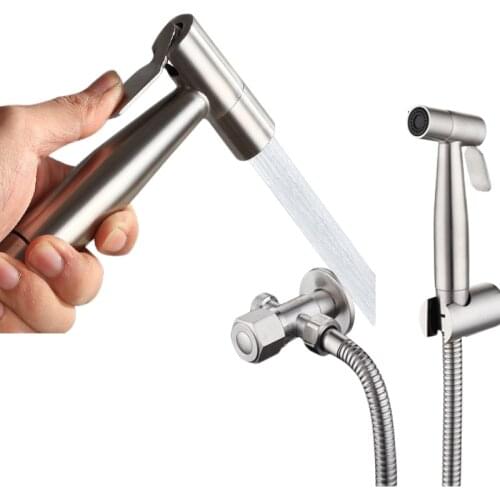 Toilet Hand Bidet Faucet Sprayer Stainless Steel Bathroom Hand Bidet Spraye Set Toilet Self Cleaning Shower Head 1.5M Hose