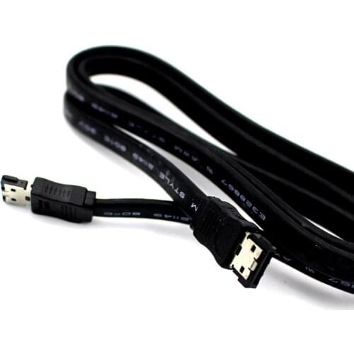 2PACKS 3ft 1m noodle eSATA to eSATA 3.0Gbps Shielded Data Cable PC cable hard drive cable black
