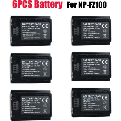 Gopyks 6pcs NP-FZ100 NPFZ100 NP FZ100 battery for Sony A7R III A7 III BC-QZ1 A9 A9R Alpha9 Alpha9R Alpha 9S A7RM3 camera
