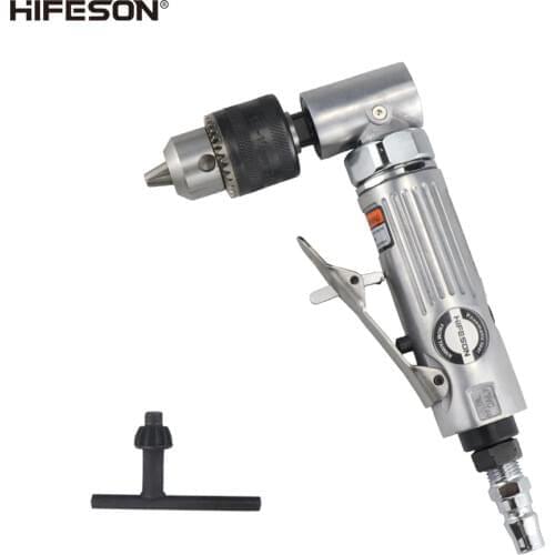 HIFESON 3 / 8 " Elbow Air Pneumatic Drill 1.5-10mm Forward & Reverse Speed Regulating Gear Stirring Drilling Machine Grinder