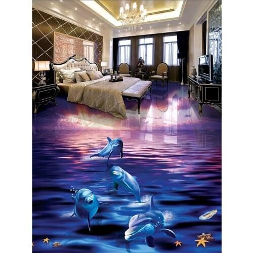 Custom wallpaper 3D dolphins washed out of the water ocean three-dimensional bathroom living room self-adhesive floor tiles обои