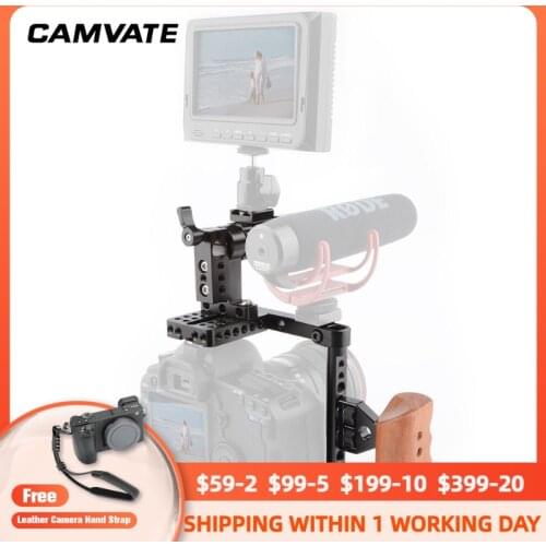CAMVATE DSLR Camera Cage Top Handle Wood Grip for 600D 70D 80D C1373 (right hand) camera photography accessories