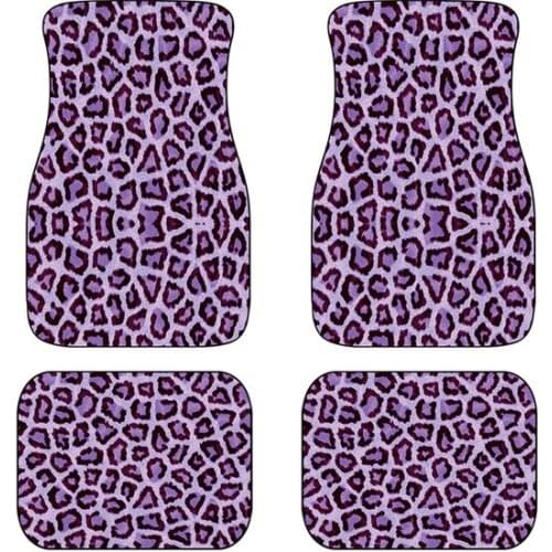 Aimaao Purple Leopard All Weather Floor Mats, 4 Piece Set Heavy-Duty Front & Rear Rubber For Car Truck SUV Van Grain For VW