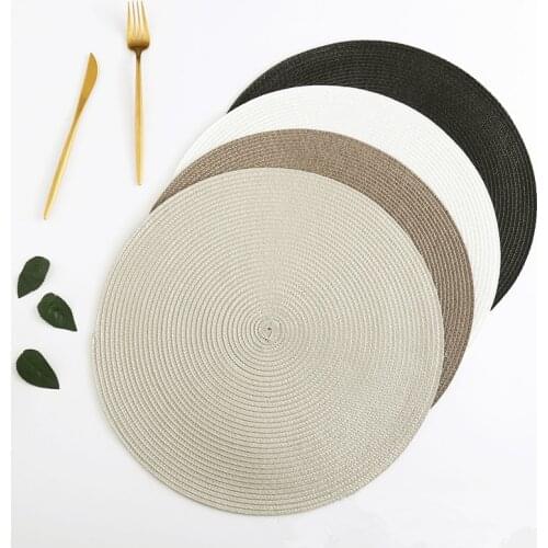 Round Woven Placemats Table Coasters PP Waterproof Dining Non-Slip Napkin Disc Bowl Pads Drink Cup Mat
