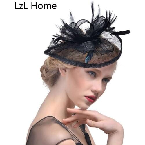 LZL Home Explosion models wedding accessories hemp banquet net yarn top hat bride feather hairpin top hat photo headdress bride
