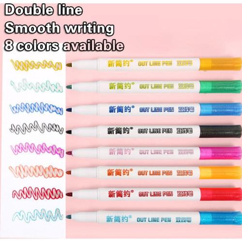 12 pcs/set Art Sketching Markers Drawing Watercolor Set Double Line Highlighter paint brush pen School Supplies Stationery pens
