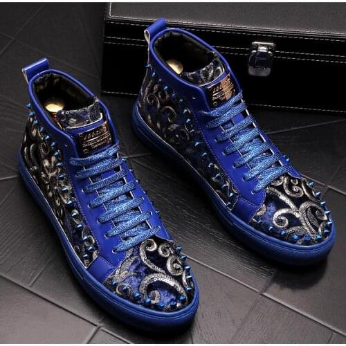 NEW Men Fashion Casual Ankle Boots Spring Autumn Rivets Luxury Brand High Top Sneakers Male High Top Punk Style Shoes