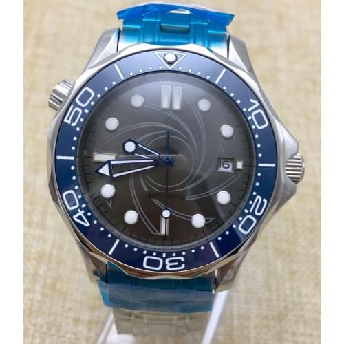 41cm Gray Dial Stainless Steel Case Clock Automatic Watch Mens Mechanical Steel Strap