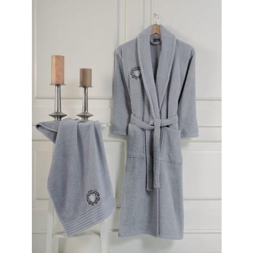 Nakkıs Embroidered 100 Cotton 2 Piece Male Bathrobe Set bathroom shower casual autumn winter flannel long dress thick warm sleepwear ar