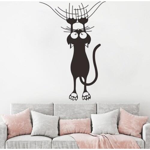 Wall Sticker home decor for kids rooms Mural Art Decals animals door stickers wallpaper Cartoon cat climbing Wall edge HY858