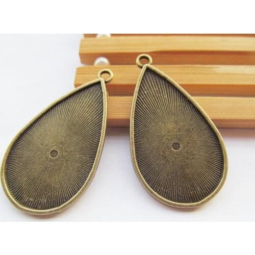 20pcs Antique Silver tone/Antique Bronze Raindrop Base Setting Tray Bezel Pendant Charm,fit 20mmx35mm Cabochon/Picture/Cameo