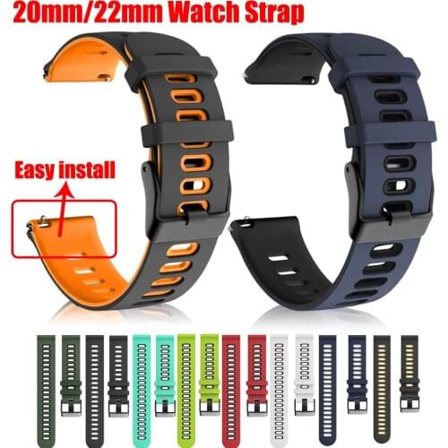 20/22mm Silicone Strap for Samsung Galaxy Watch 3 Active 2 Active 3 Gear S2 S3 Strap For Huawei GT GT2 Pro Amazfit bip Watchband