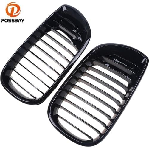 POSSBAY Gloss Black Front Kidney Grill Grilles for BMW 3-Series E46 330i/330xd/330xi Touring 2001-2006 Facelift Car Hood Grille