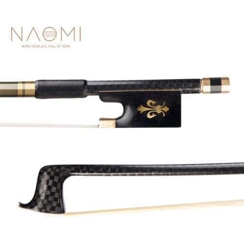 NAOMI Luxurious 4/4 Violin Bow Grid Carbon Fiber Bow White Mongolia Horsehair Ebony Frog