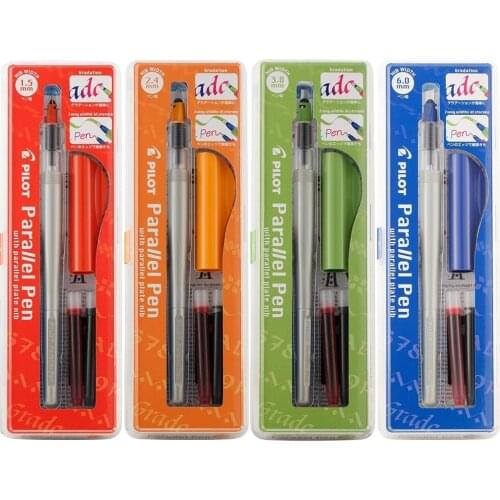 Japan Pilot Parallel Calligraphy Pen Lettering Brush Pen 1.5mm/2.4mm/3.8mm/6mm with Bundle Ink Cartridge Multi Tool Pen