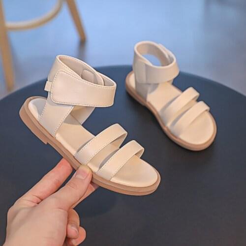 Big Girls Gladiator Sandals Leather Princess Shoes for Girls Beach Boho Sandals for Summer Flower Girls Shoes White Fashion 6t