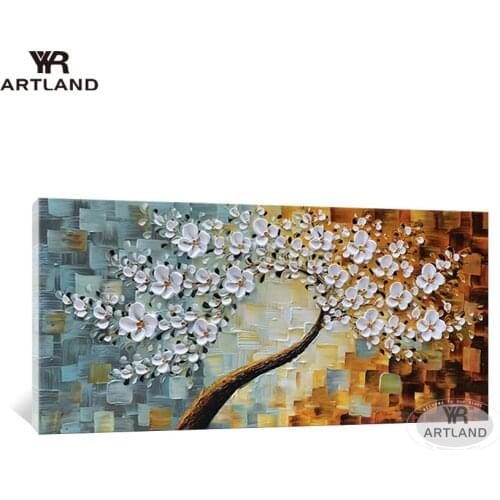 Modern Wall painting Abstract canvas oil painting handmade white flowers for living room bedroom home decoration no framed