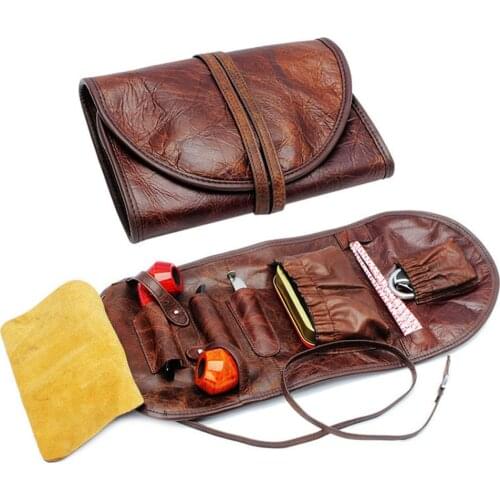 Genuine leather corium storage bag case portable stash Container for lighter pipe poker organizer travel holder smoking tool